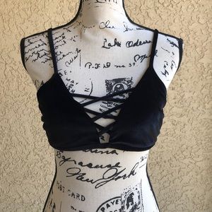 California Sunshine Black Velvet Bra Top size Large